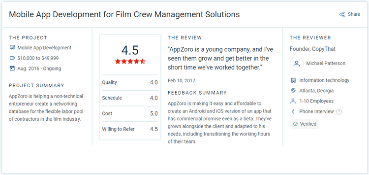 Michael Patterson review on Clutch